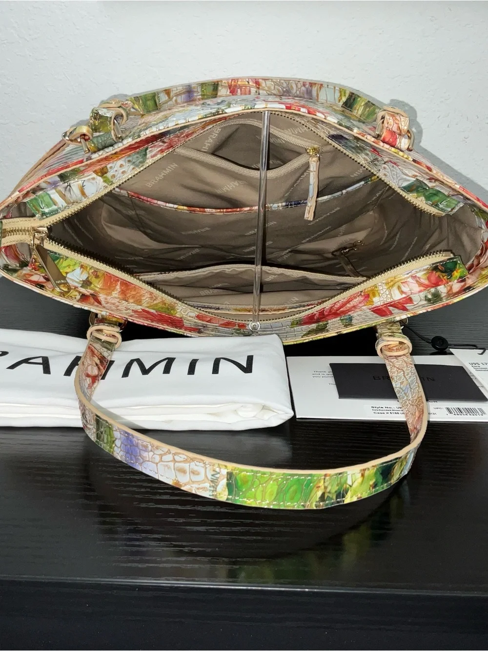 Brahmin Ezra SUCCULENT BLOOM MELBOURNE DI Floral Tote Bag W/Eye